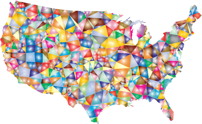 Colorful Low Poly America USA Map