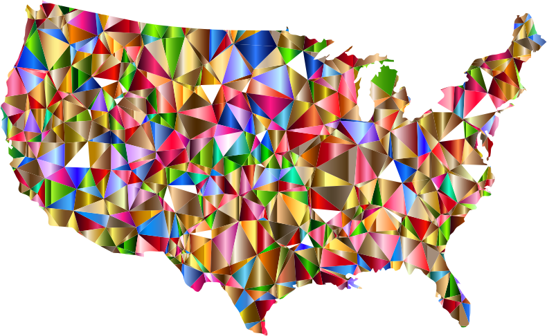 Vibrant Colorful Low Poly America USA Map