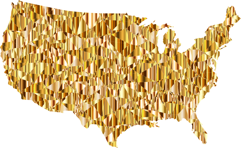 Gold Low Poly America USA Map