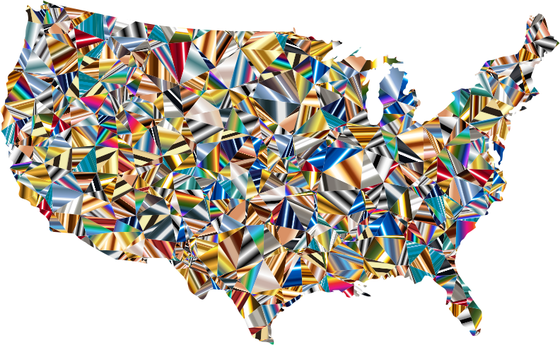 Psychedelic Low Poly America USA Map