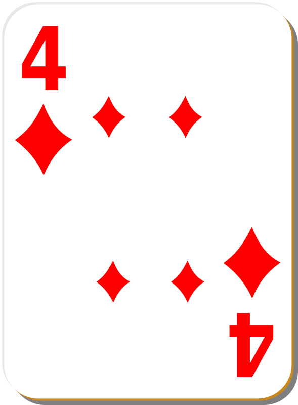 White deck: 4 of diamonds