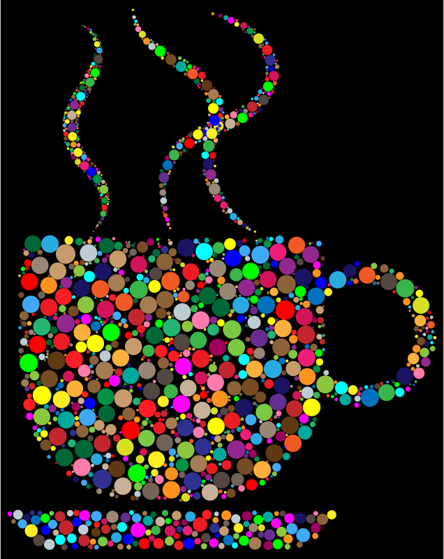 Colorful Coffee Circles With Black Background