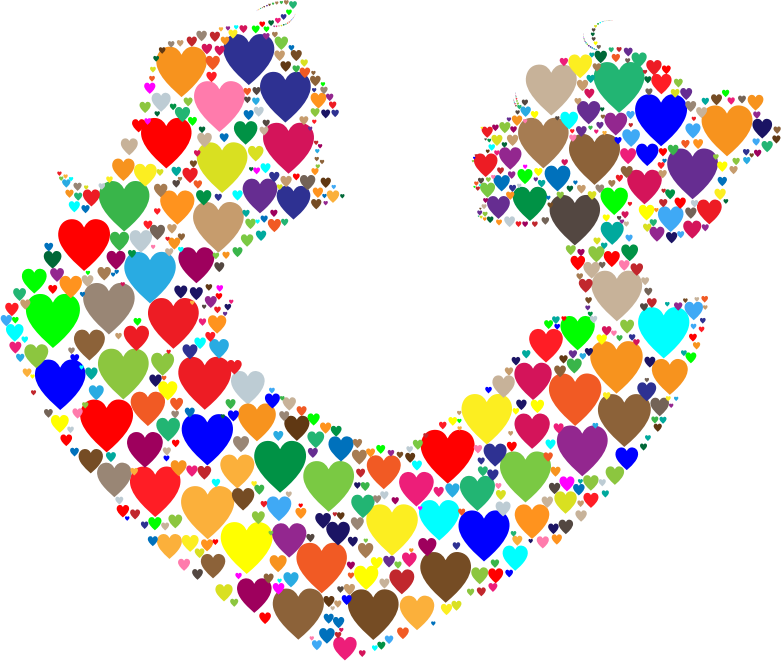 Colorful Couple Silhouette Hearts