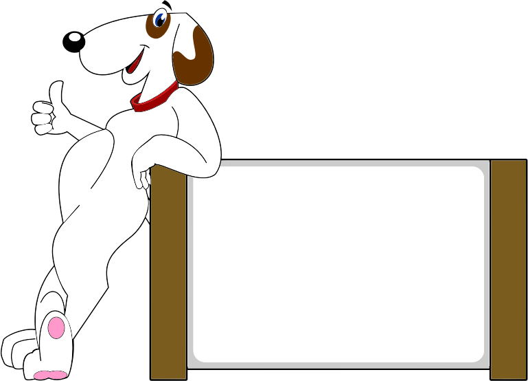 Upbeat Anthropomorphic Dog With Sign