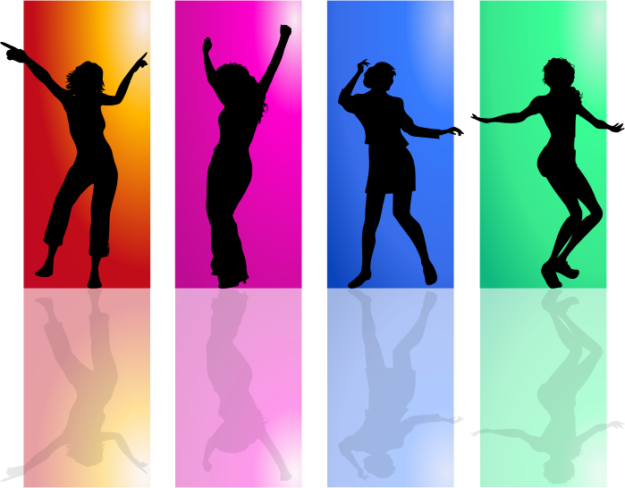 Colorful Dancing Women Silhouette