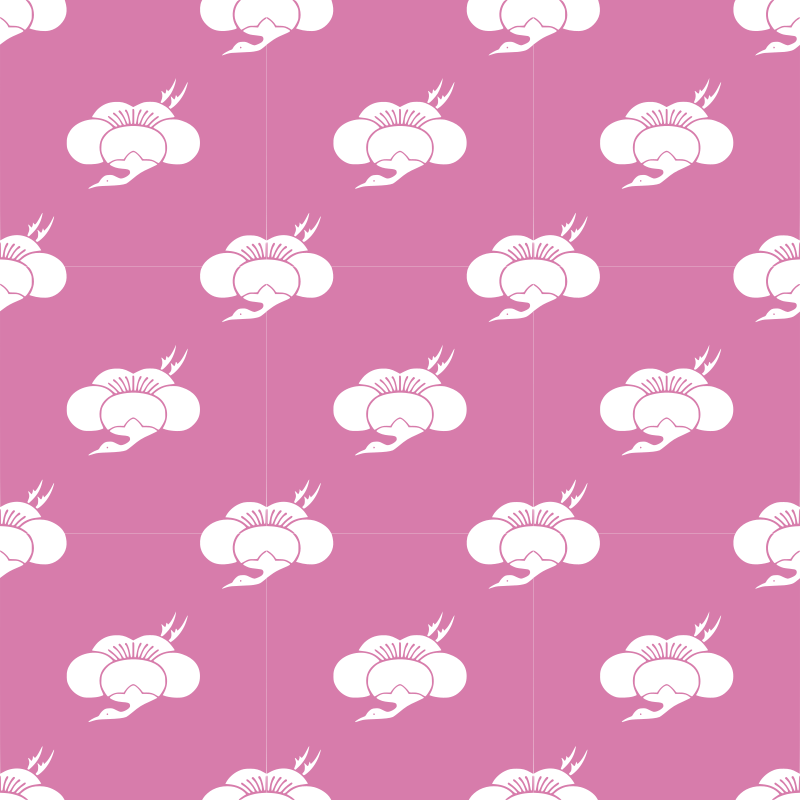 Plum and crane-seamless pattern