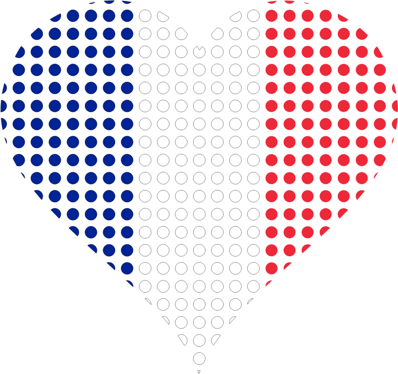 Heart France Flag Circles Stroked