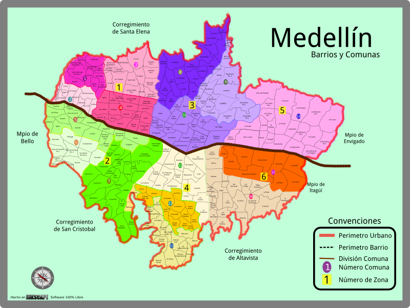 Mapa De Medellín Con Barrios Comunas Y Zonas Openclipart