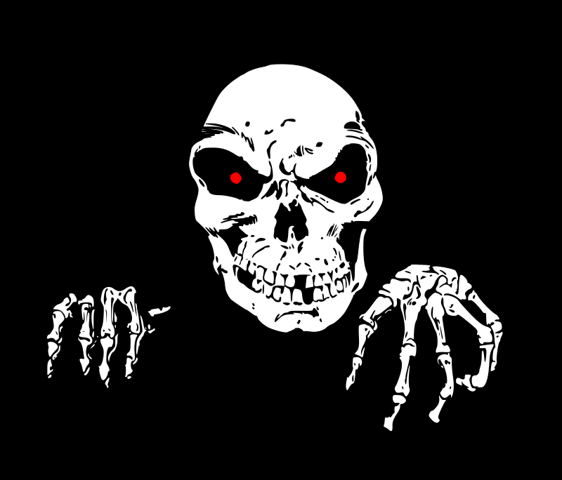 Skull and hands