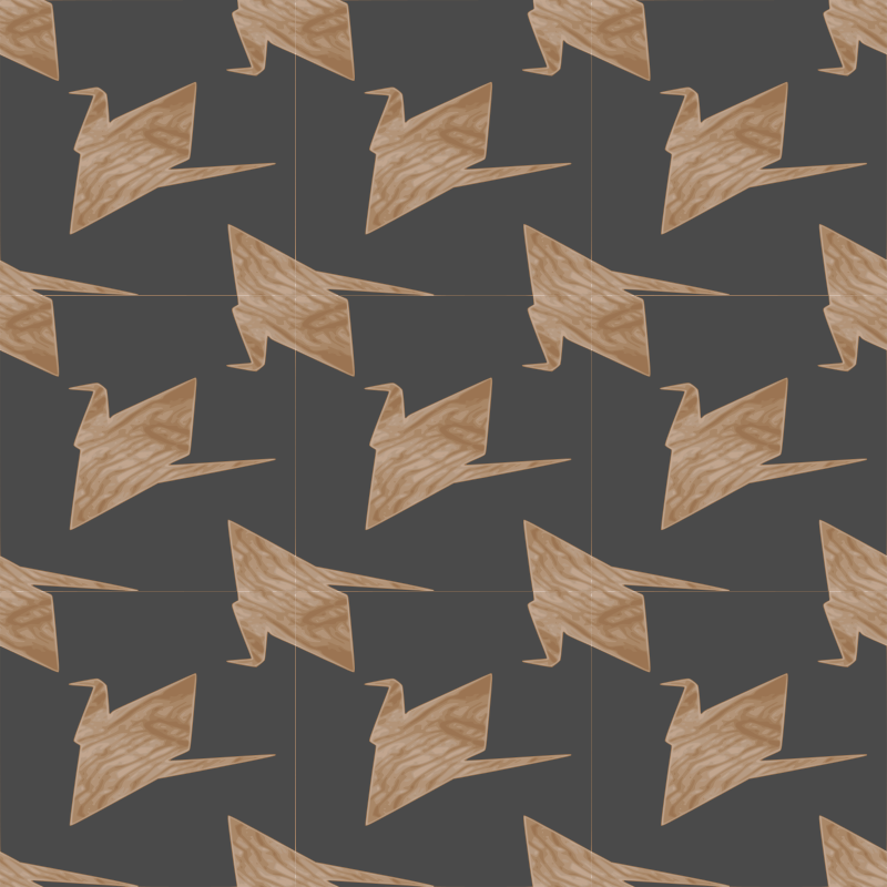 Paper crane-wooden texture-seamless pattern