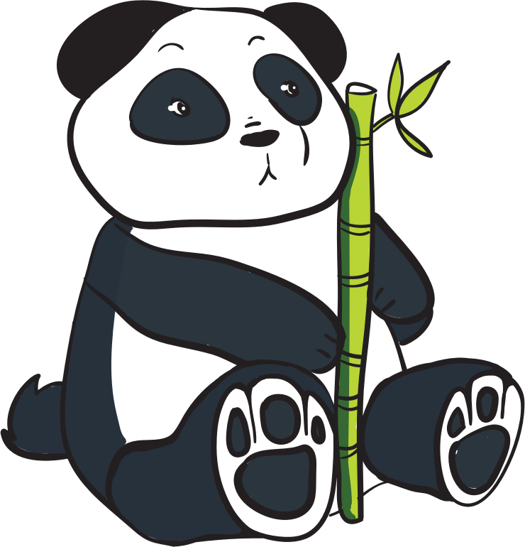 Panda With Bamboo Stalk - Openclipart