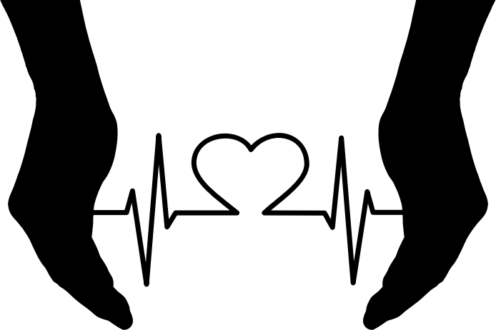 Cupping Hands Heart EKG Silhouette