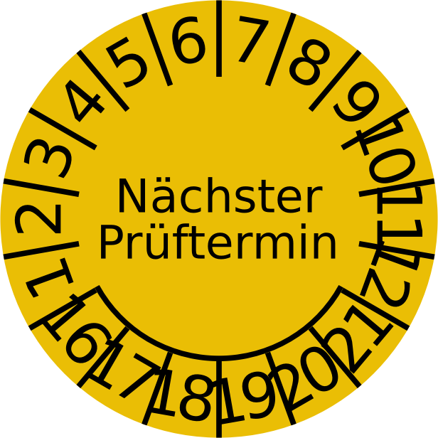 Nächste Prüfung (Prüfplakette) - next inspection (plate)