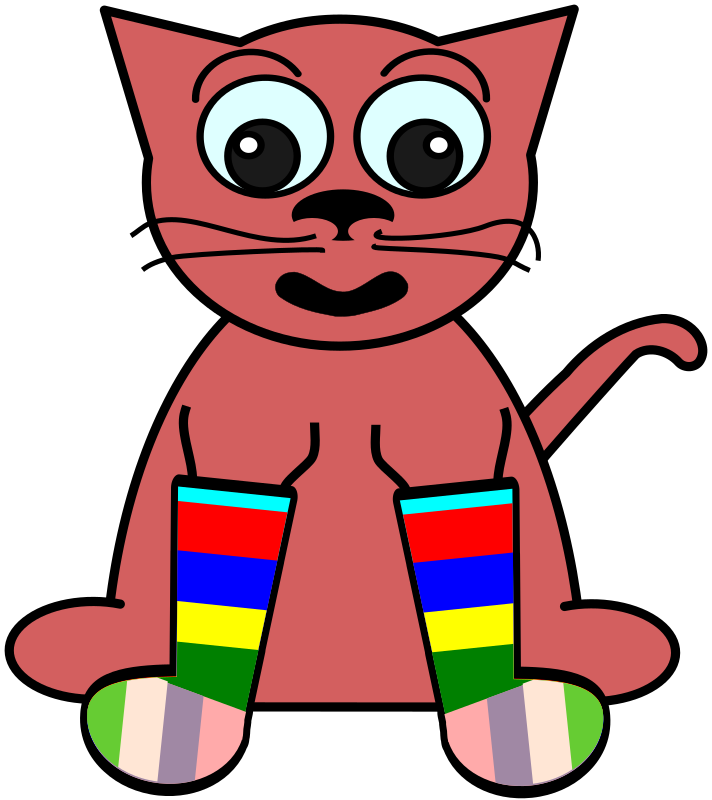 Cartoon Cat In Rainbow Socks