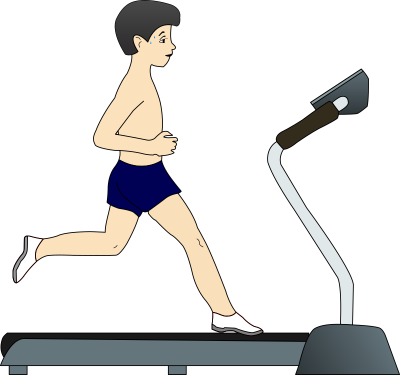 Boy running on treadmill