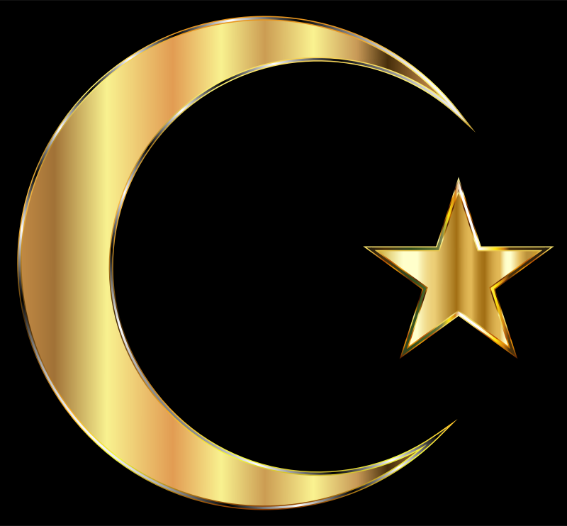 Golden Crescent Moon And Star