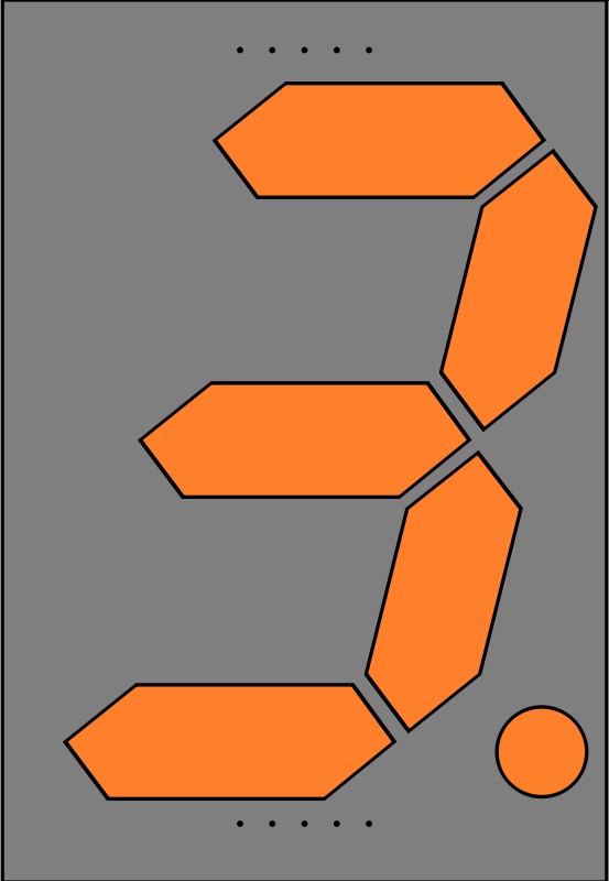 Orange Seven Segment Display: Three