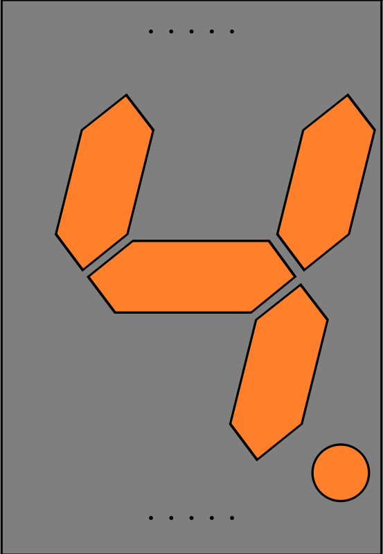 Orange Seven Segment Display: Four