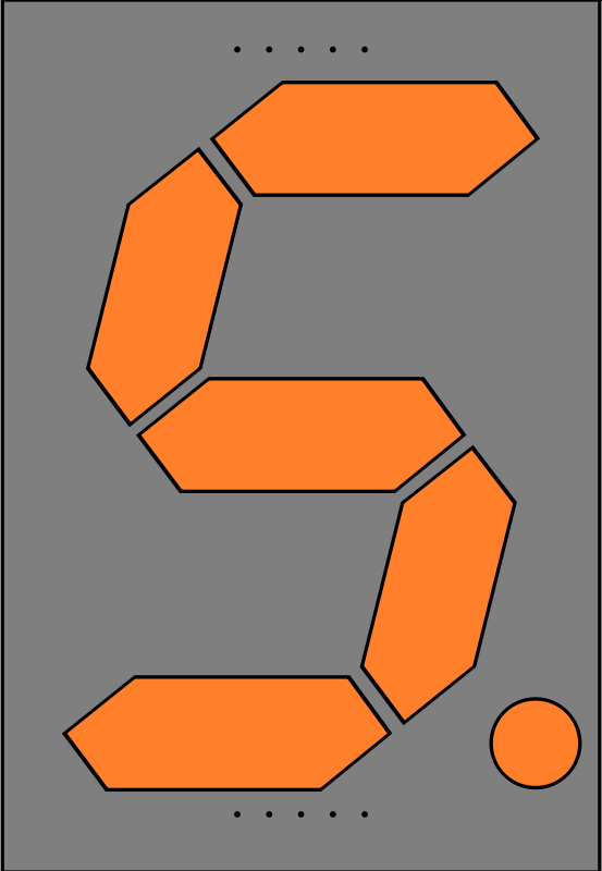 Orange Seven Segment Display: Five