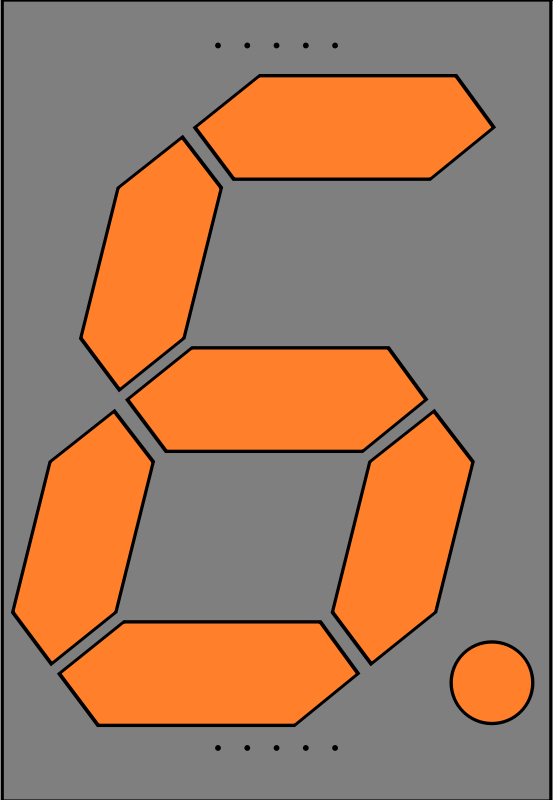 Orange Seven Segment Display: Six