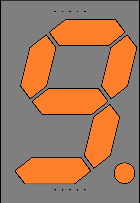 Orange Seven Segment Display: Nine