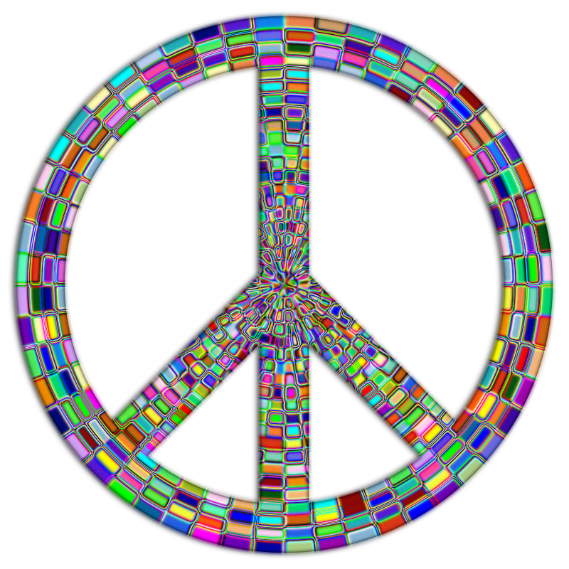 Prismatic Peace Sign Enhanced 2 With Drop Shadow - Openclipart