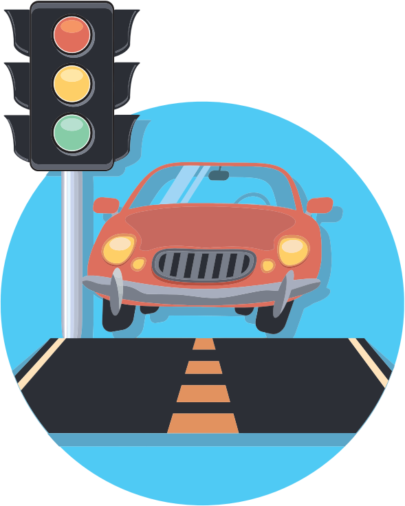 Car And Traffic Light Icon