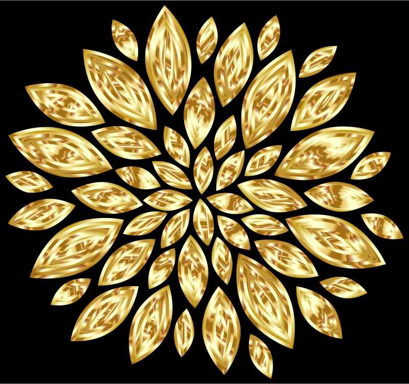 Gold Flower Petals Variation 2 With Background