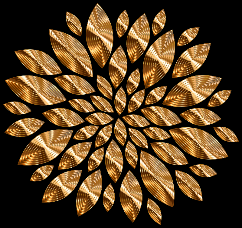 Gold Flower Petals Variation 4 With Background