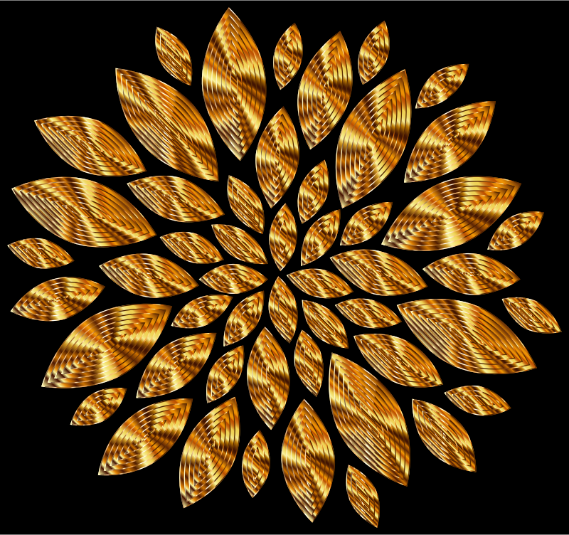 Gold Flower Petals Variation 5 With Background