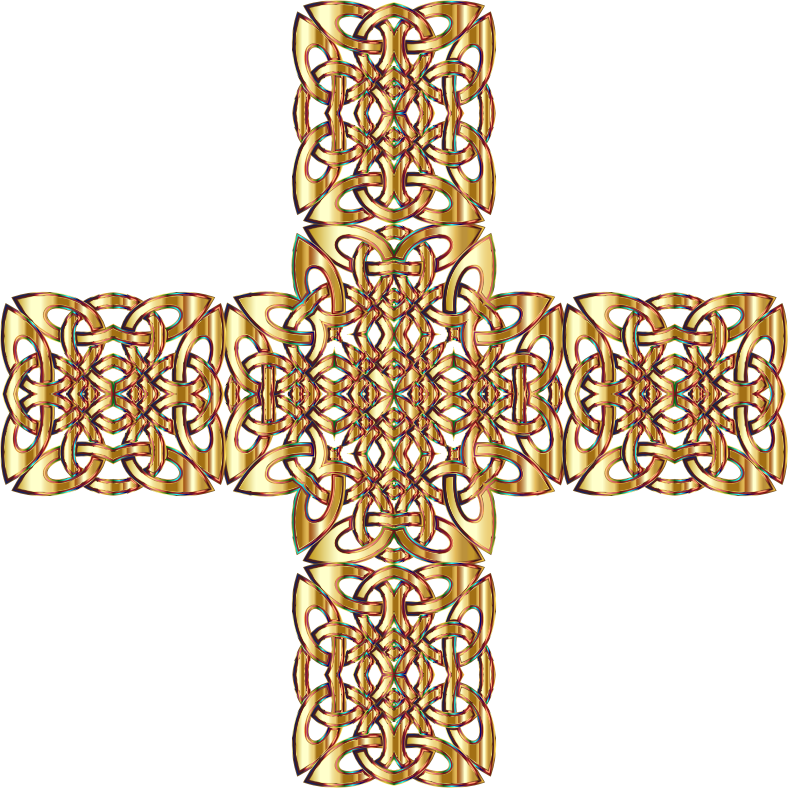 Golden Celtic Knot Cross 3 Variation 2 Without Background