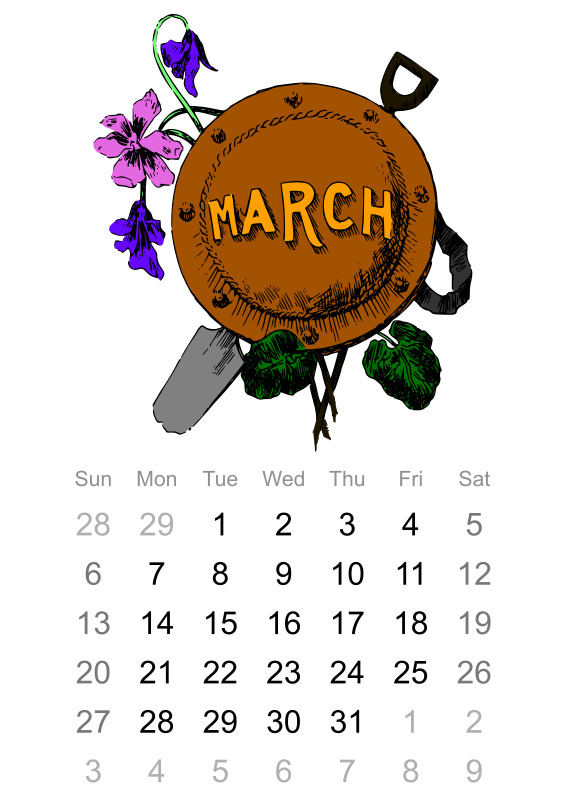 2016 March calendar