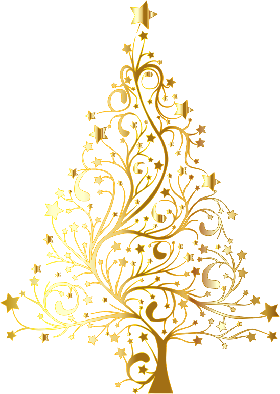Starry Christmas Tree Gold No Background
