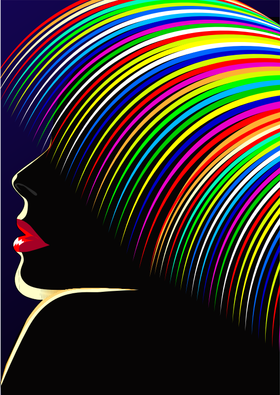 Rainbow Hair Woman Silhouette