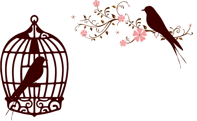Floral Birds Silhouette No Background