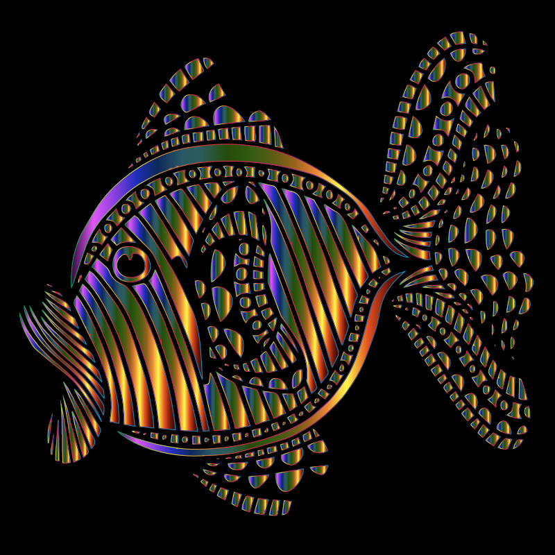 Abstract Colorful Fish 9 With Background - Openclipart