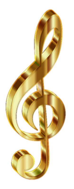 Gold 3D Clef 2 Enhanced No Background