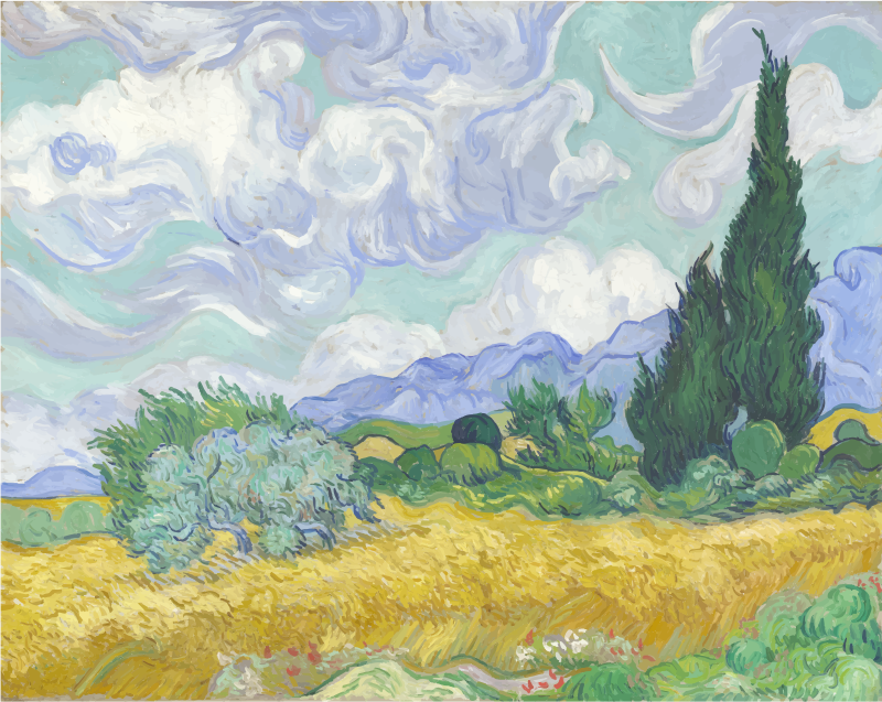 Wheat Field with Cypresses Vincent Van Gogh