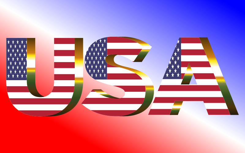 USA Flag Typography Sun Glare
