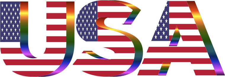 USA Flag Typography Prismatic No Background