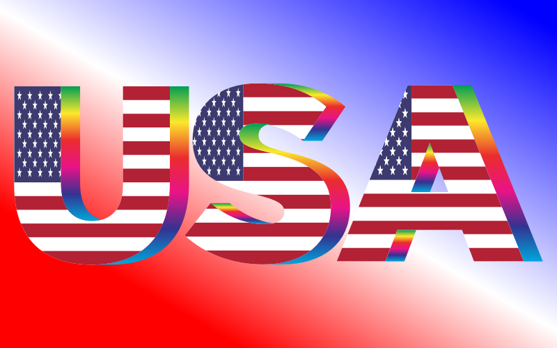 USA Flag Typography Rainbow