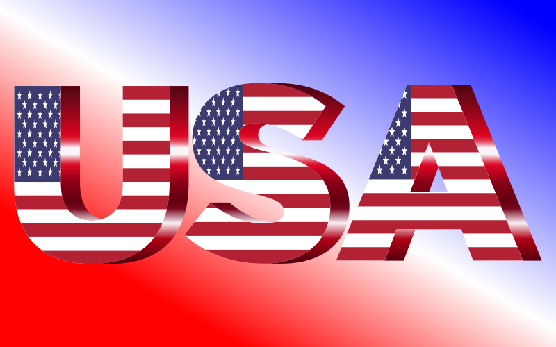 USA Flag Typography Crimson