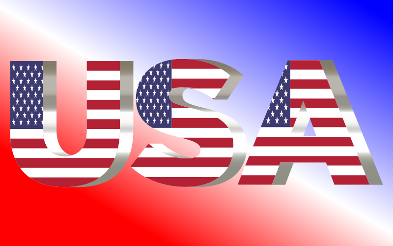 USA Flag Typography Shiny Pearl