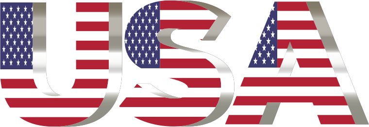 USA Flag Typography Shiny Pearl No Background