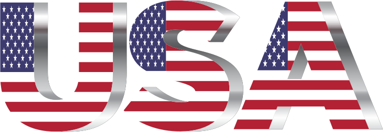 USA Flag Typography Chrome No Background