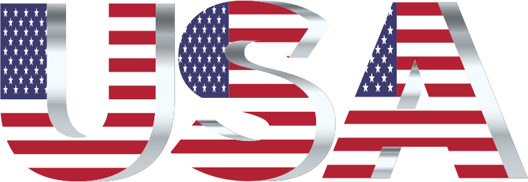 USA Flag Typography Silver No Background