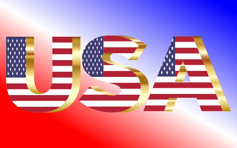 USA Flag Typography Gold