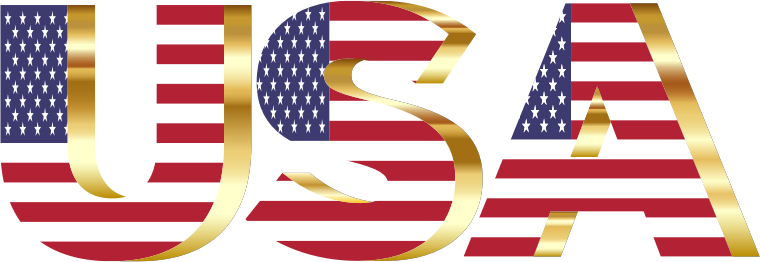 USA Flag Typography Gold No Background