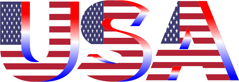 USA Flag Typography Red White And Blue No Background