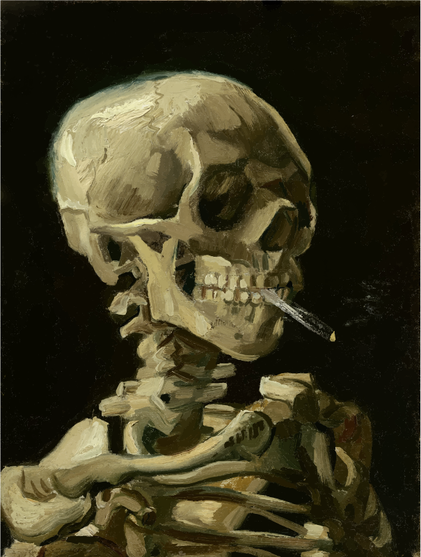 Skeleton With Burning Cigarette - Vincent Van Gogh